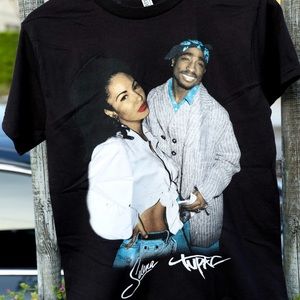 SELENA AND TUPAC BLACK GRAPHIC HIP HOP TSHIRT